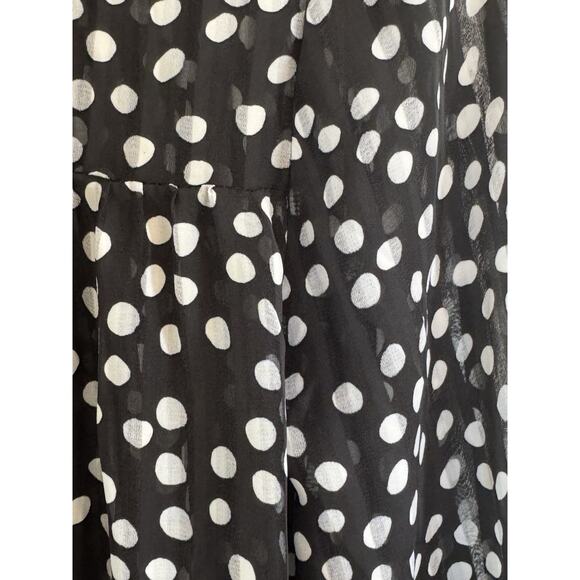 Zara Black & White Polka Dot High Neck Pleated Plisse Blouse Size XS - Picture 3 of 6